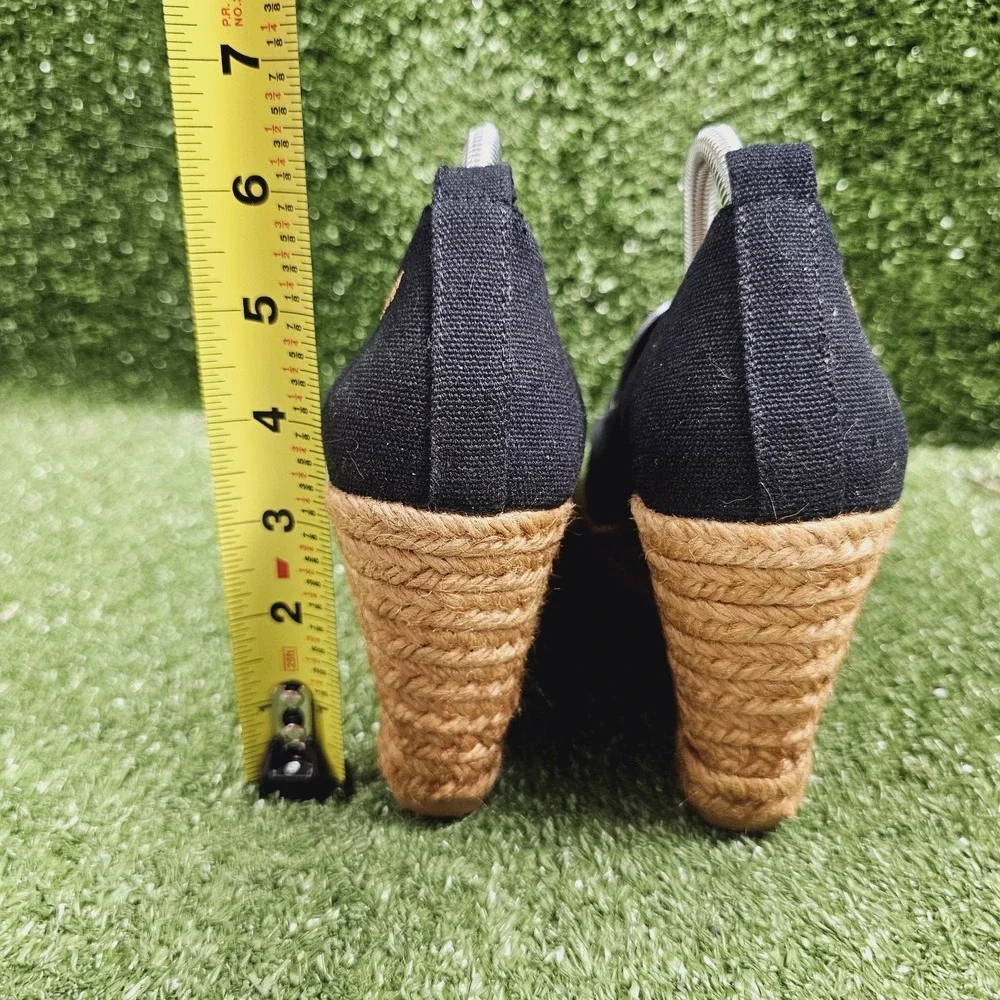 Viscata Barcelona Roses Navy Blue Canvas V Cut Espadrille Wedge Womens 39 US 8